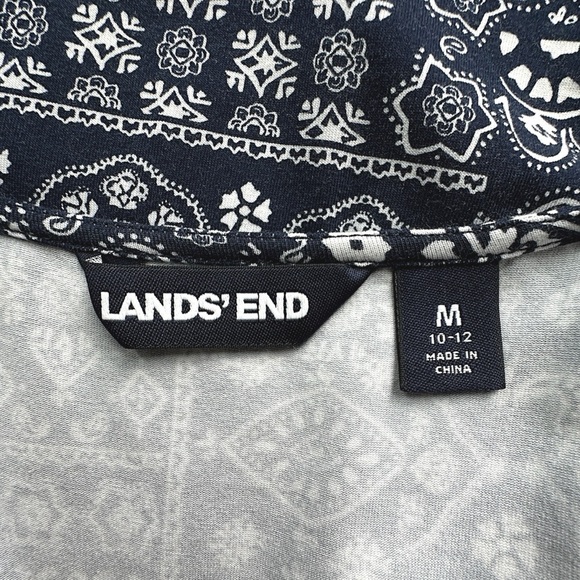 LANDS’ END | NWOT SLEEVELESS TWIST FRONT DRESS COTTON JERSEY NAVY & WHITE MEDIUM - Picture 9 of 9